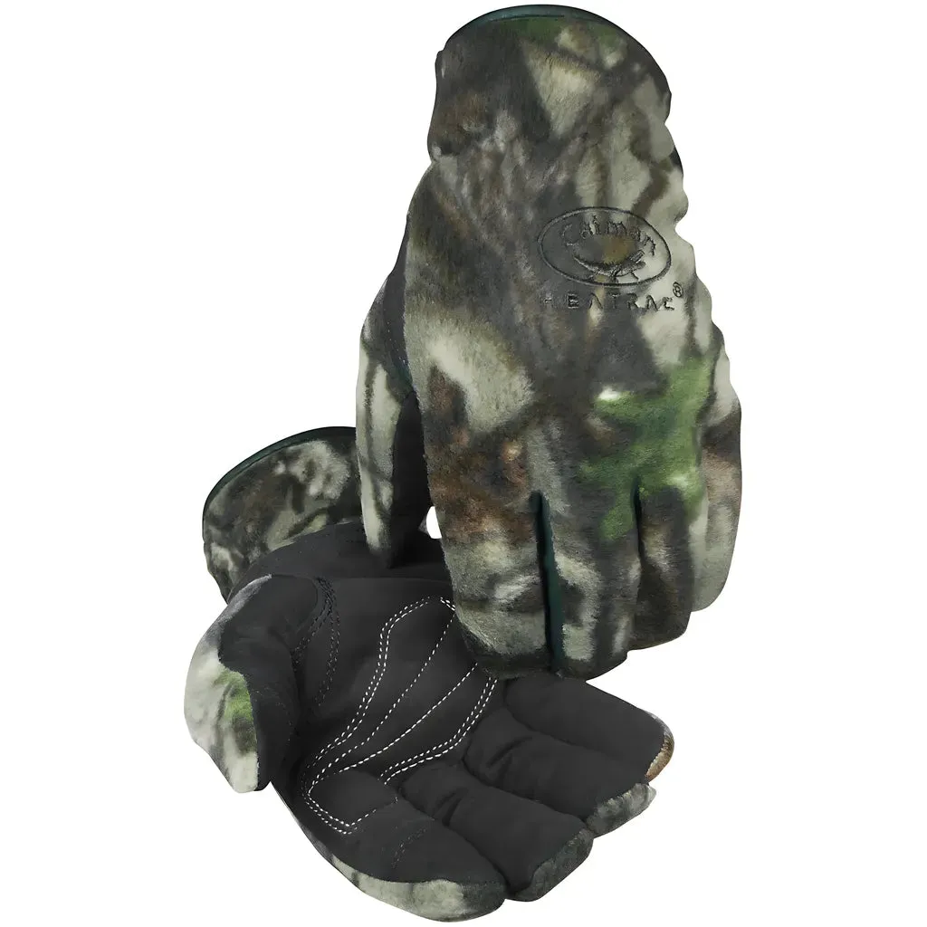 Caiman 2394-2 Synthetic Leather Palm Glove with Camouflage Fleece Back and Heatrac Insulation