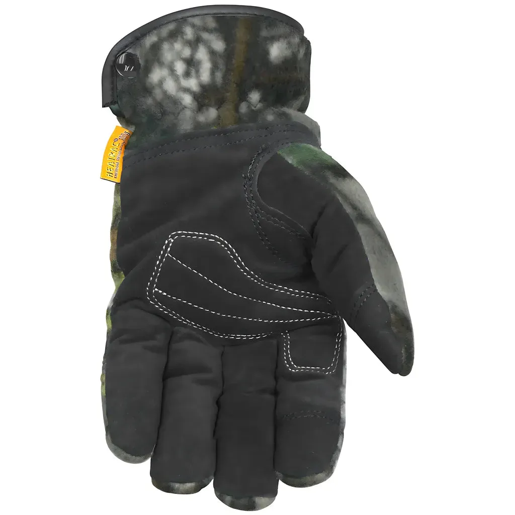 Caiman 2394-2 Synthetic Leather Palm Glove with Camouflage Fleece Back and Heatrac Insulation