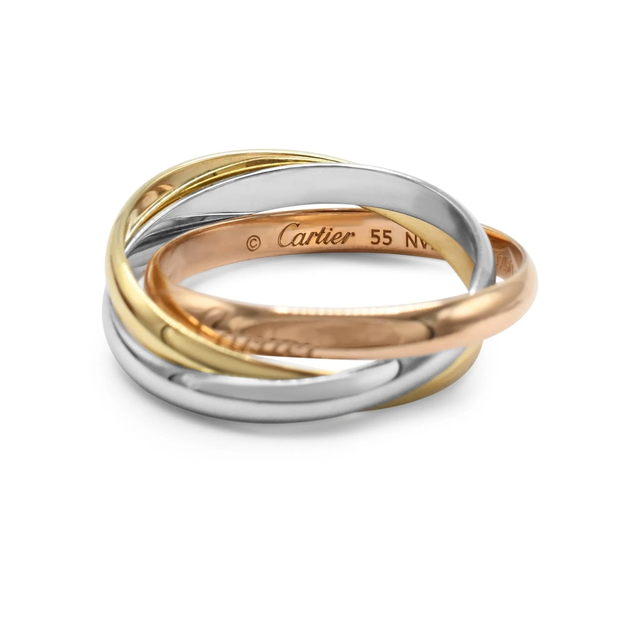 Cartier Trinity Ring, Small Model Size 55 - 18ct Three Colour Gold