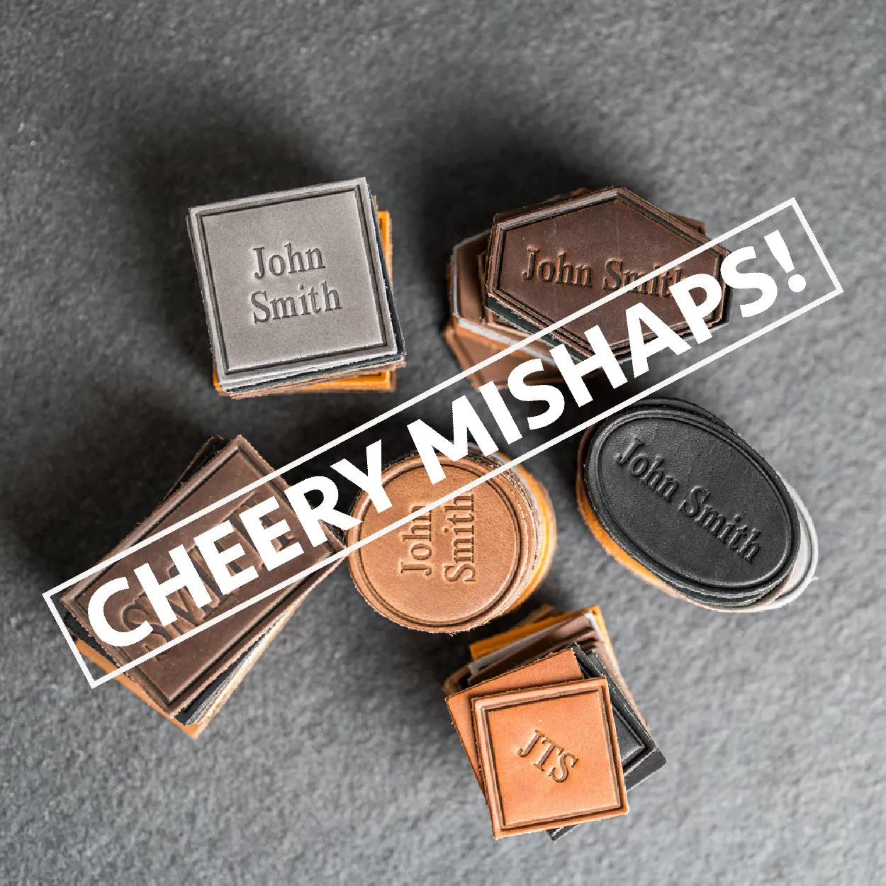 Cheery Mishaps - Custom Leather Patches - Personalized with Logo, Text, or Initials - Blank Leather Patches
