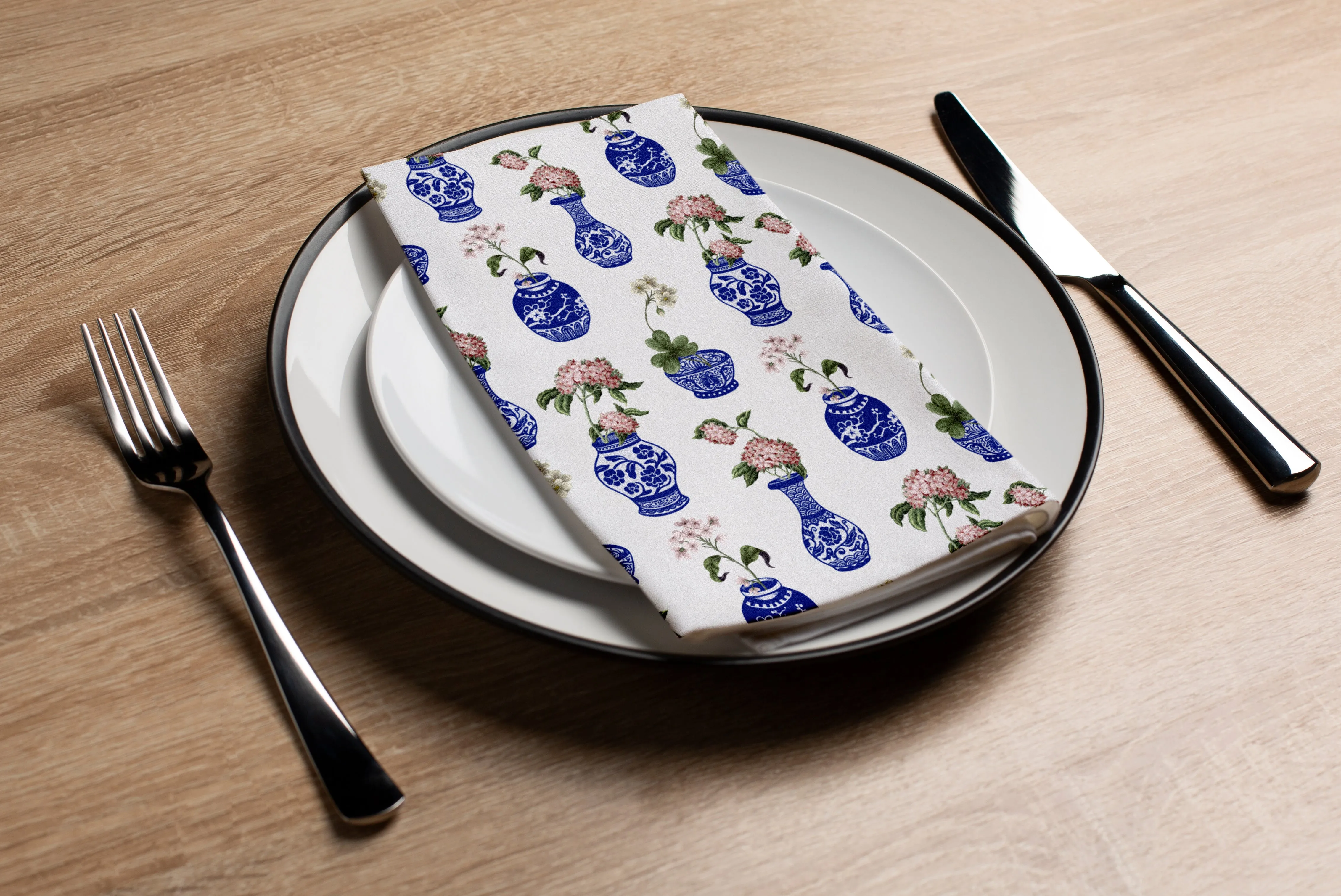 Chinoserie Hydrageas  - Printed Guest Towel