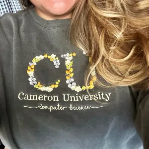 Comfort Color® Custom Embroidered University College Floral Sweatshirt