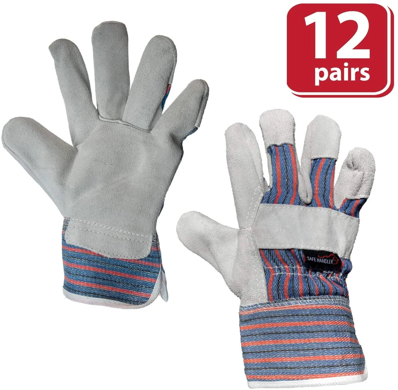 Cotton Lined Split Leather Work Gloves With Safety Cuff - Bison Life