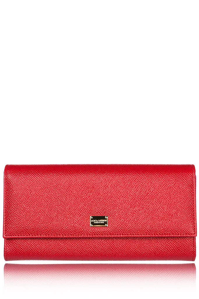 DOLCE & GABBANA CARMEL Red Leather Wallet