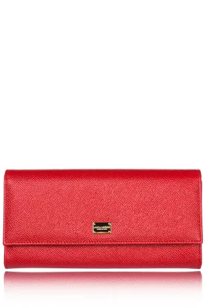 DOLCE & GABBANA CARMEL Red Leather Wallet