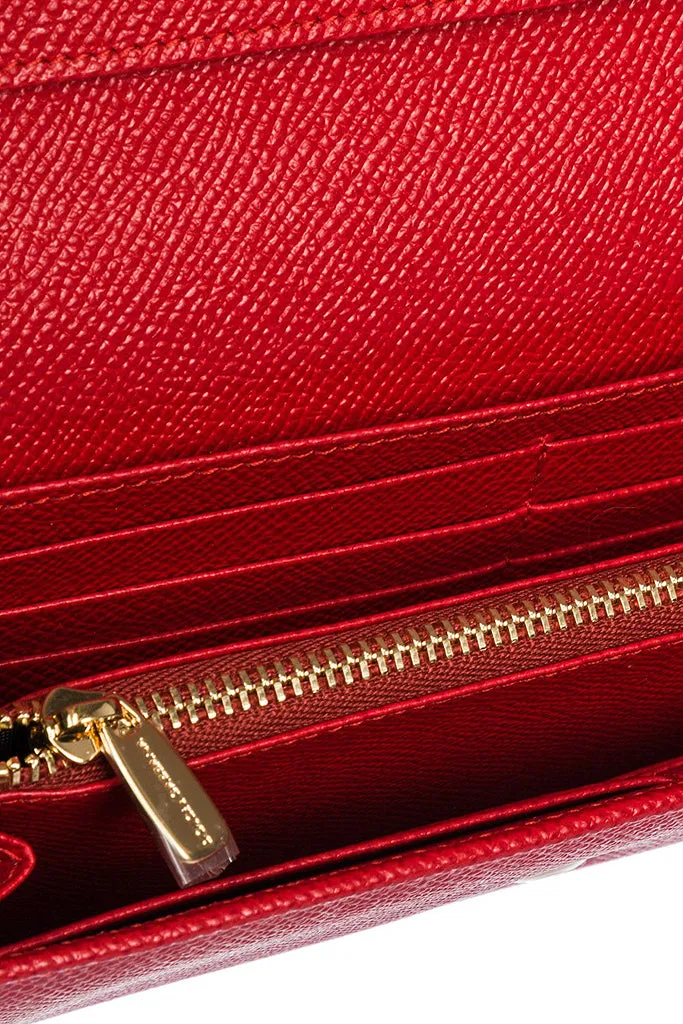 DOLCE & GABBANA CARMEL Red Leather Wallet