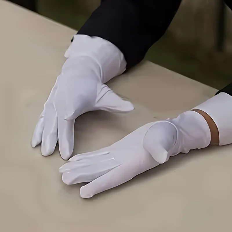 Elegant white etiquette gloves for dress up and work parties
