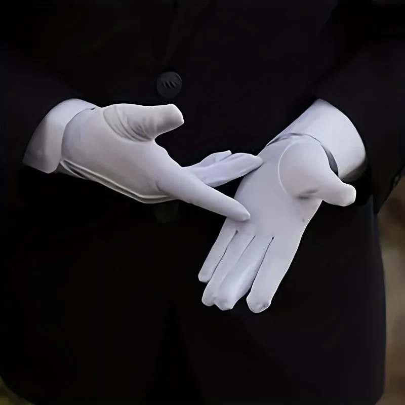 Elegant white etiquette gloves for dress up and work parties