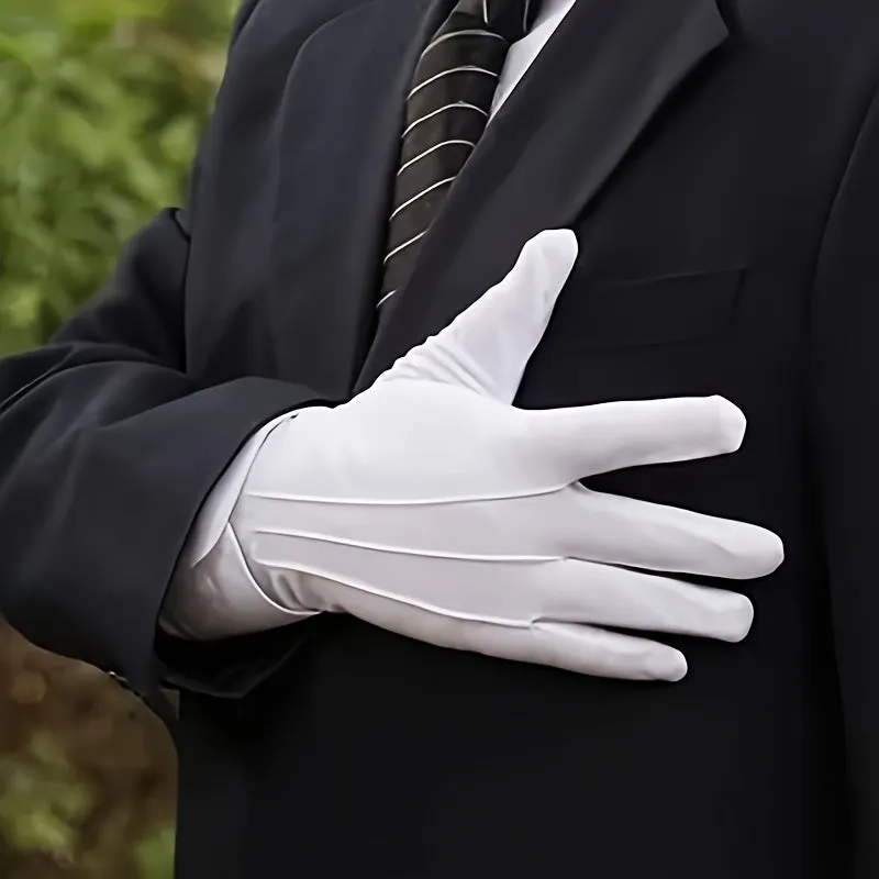 Elegant white etiquette gloves for dress up and work parties