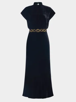 Fabienne B Dress in Black Sash Embroidery
