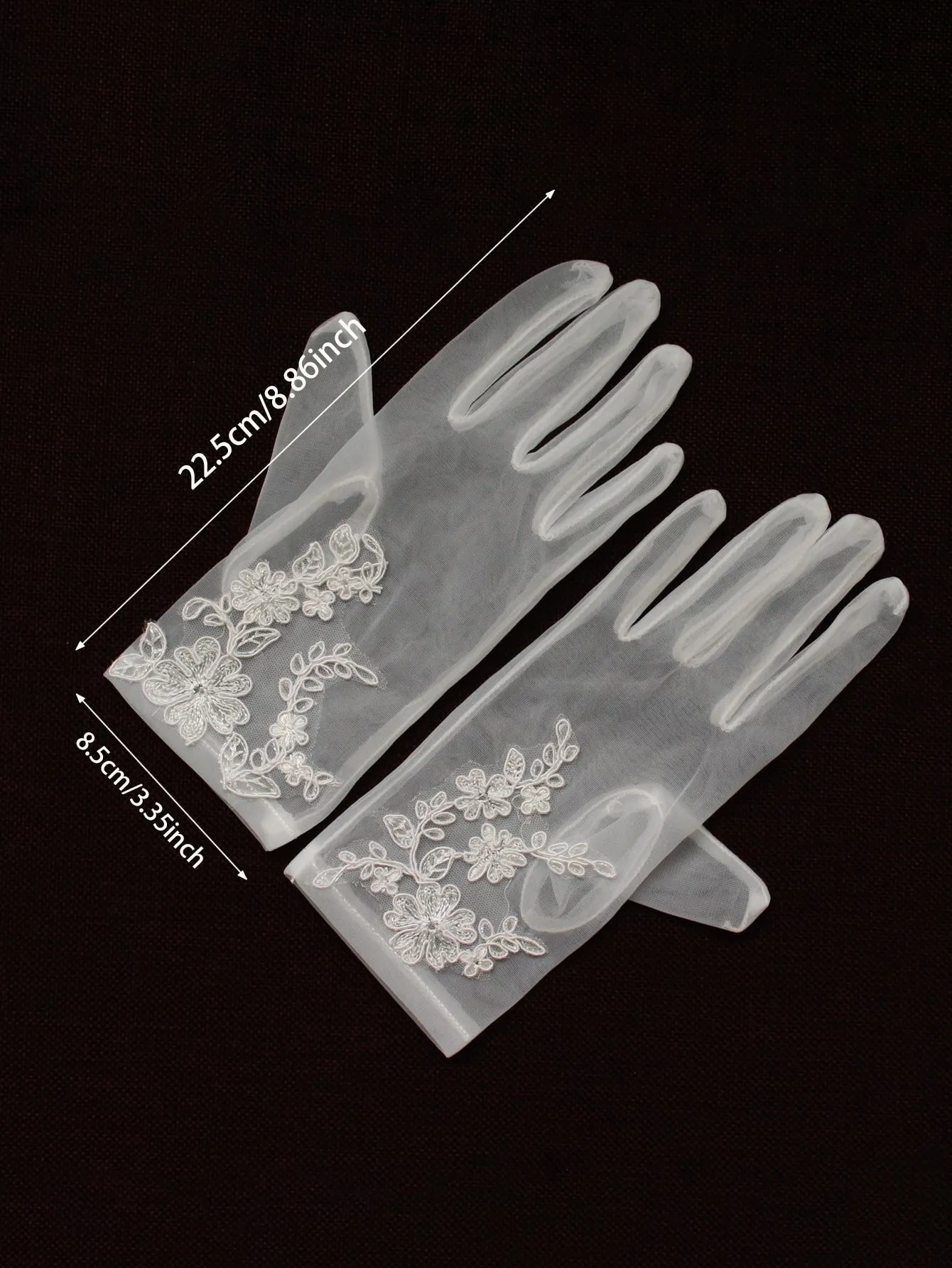 Floral Embroidered Bridal Gloves for wedding