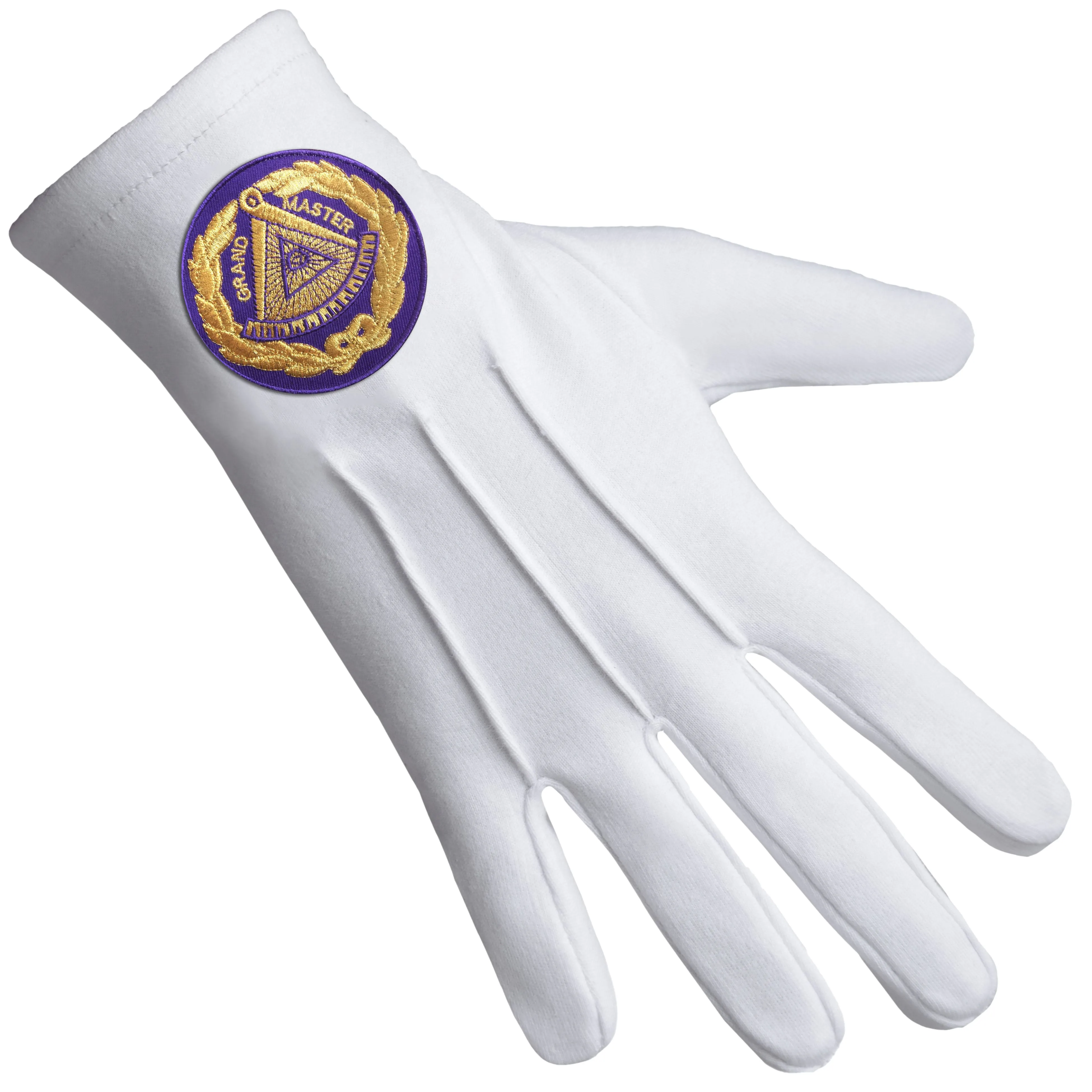 Grand Master Blue Lodge Gloves - Pure Cotton With Purple Patch
