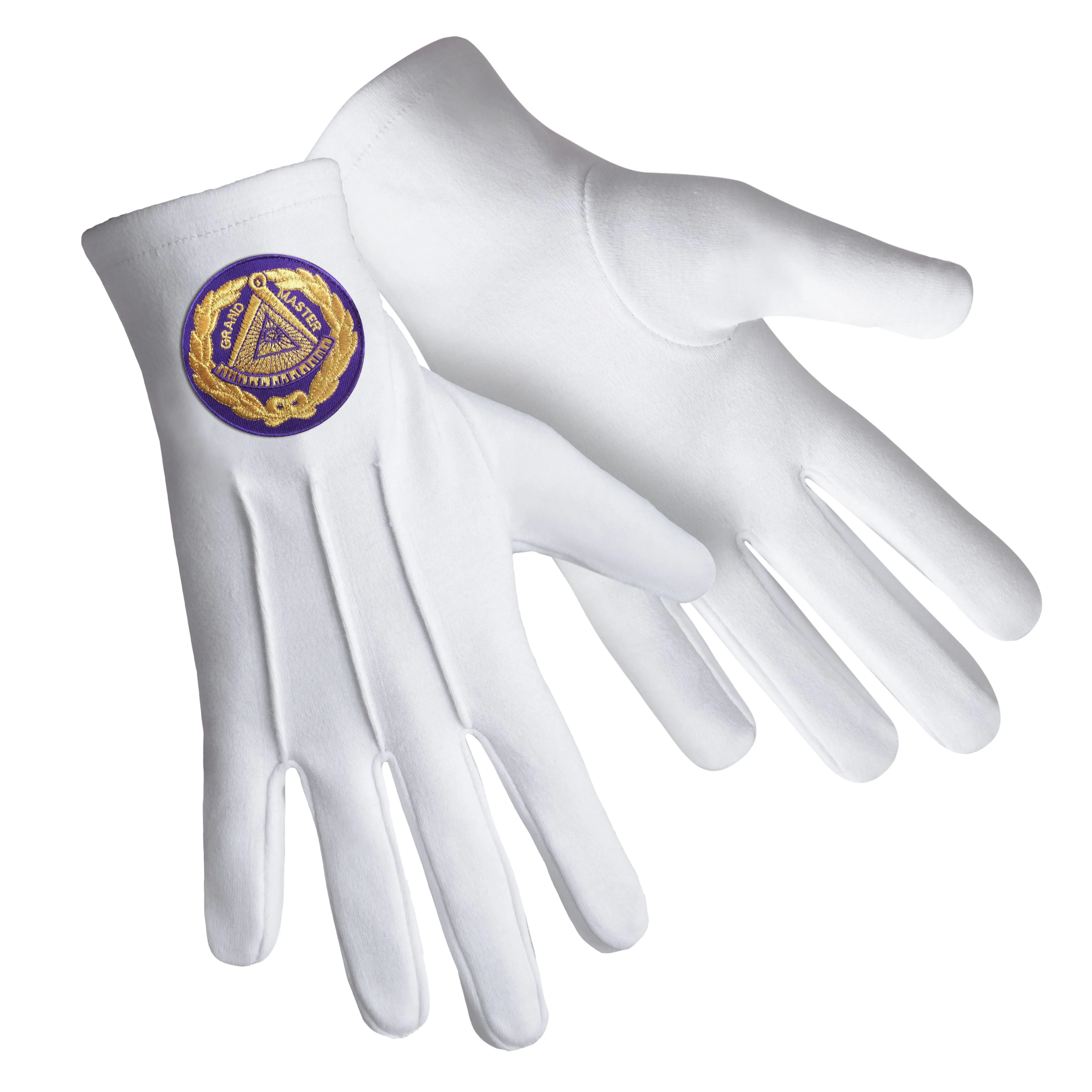 Grand Master Blue Lodge Gloves - Pure Cotton With Purple Patch