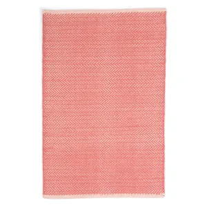 Herringbone Coral Handwoven Cotton Rug