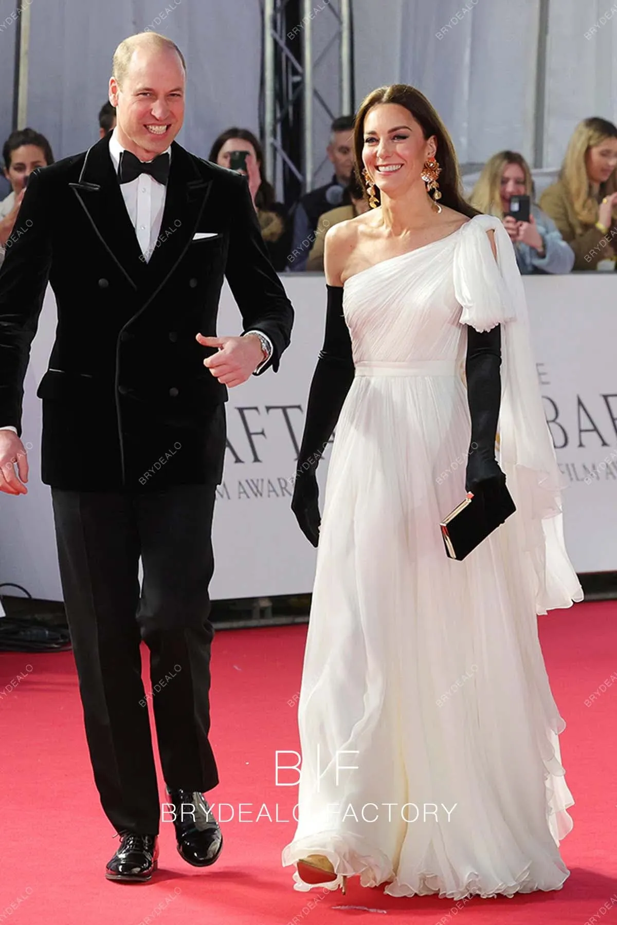 Kate Middleton White Chiffon Floor Length A-line Celebrity Dress BAFTAs