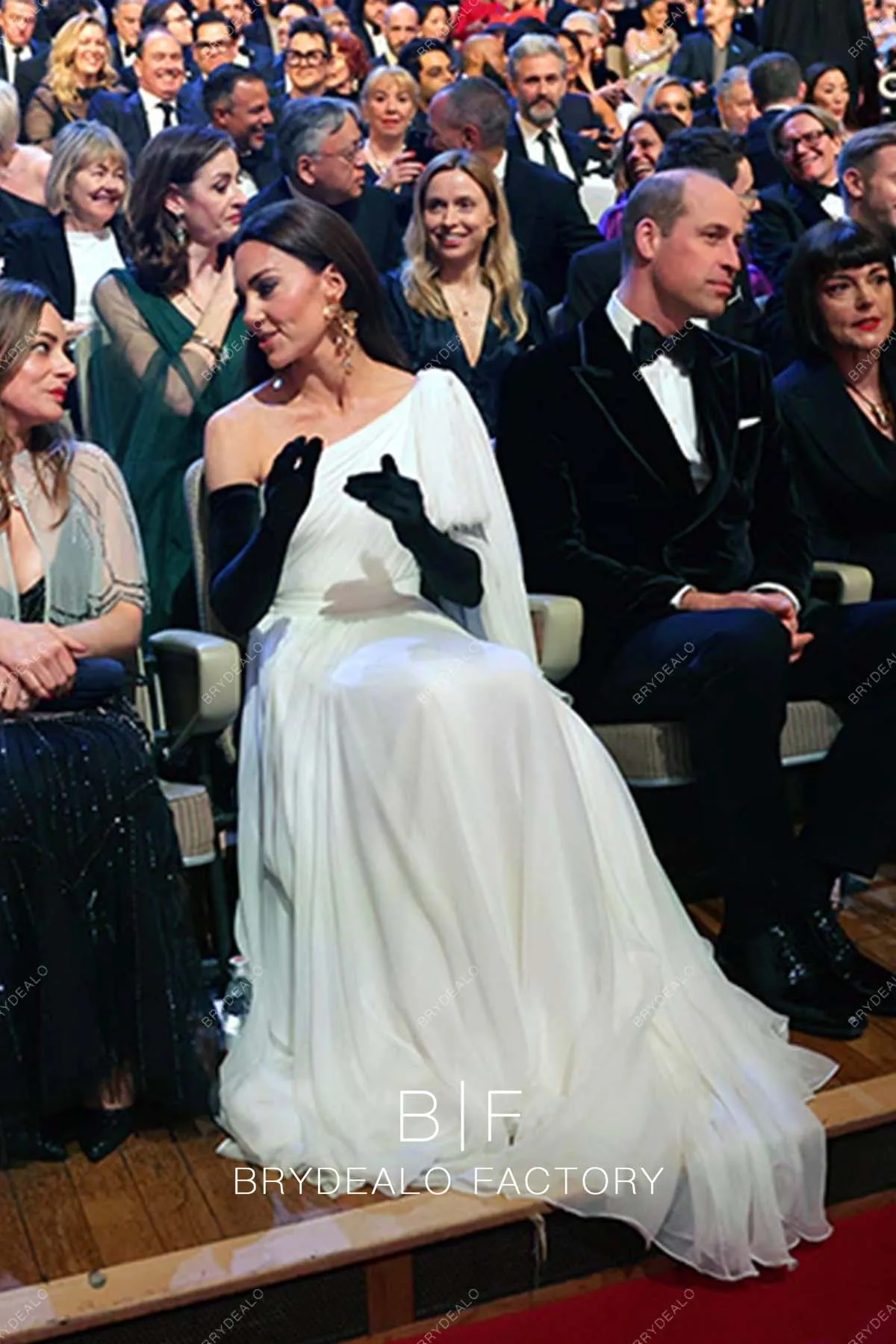Kate Middleton White Chiffon Floor Length A-line Celebrity Dress BAFTAs