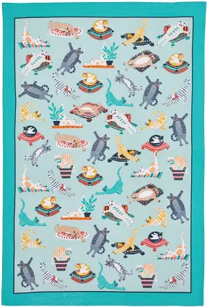 Kitty Cats Green Tea Towel
