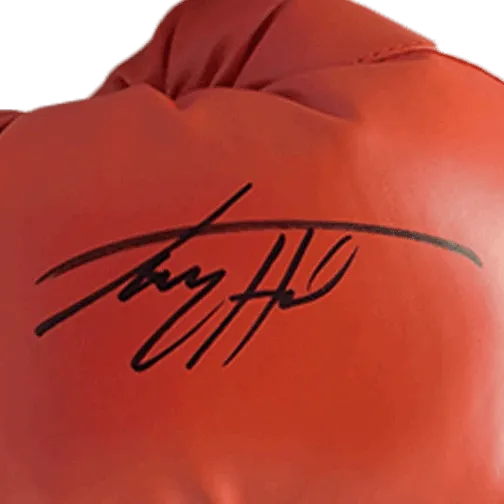 Larry Holmes Autographed Red Boxing Glove JSA