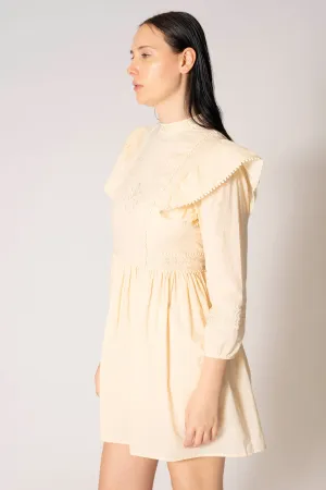 Leigh Embroidered Ruffle Cap Long Sleeve Dress