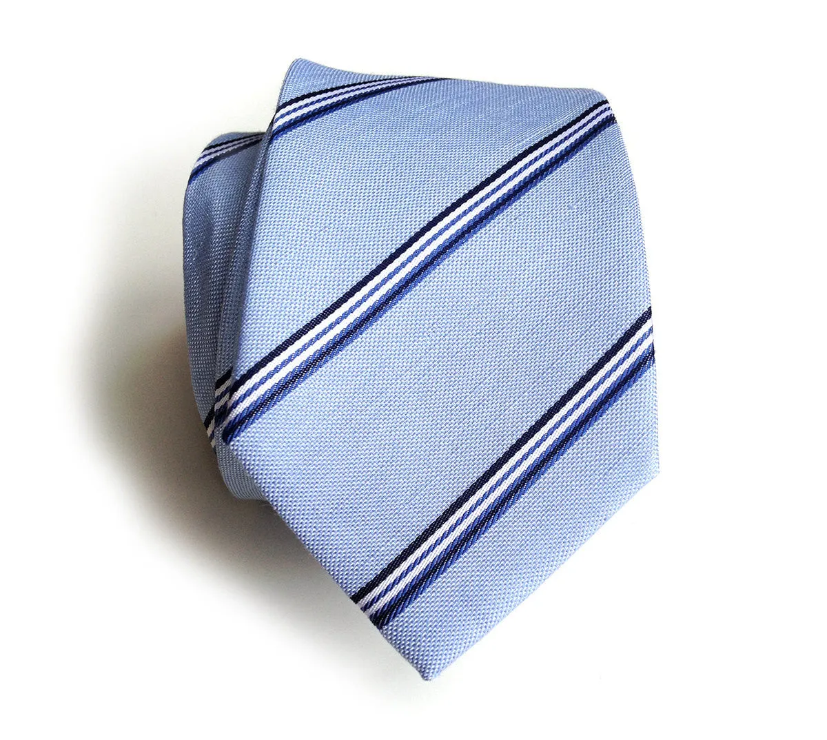 Light Blue Striped Linen Necktie. "Belle Isle" tie.