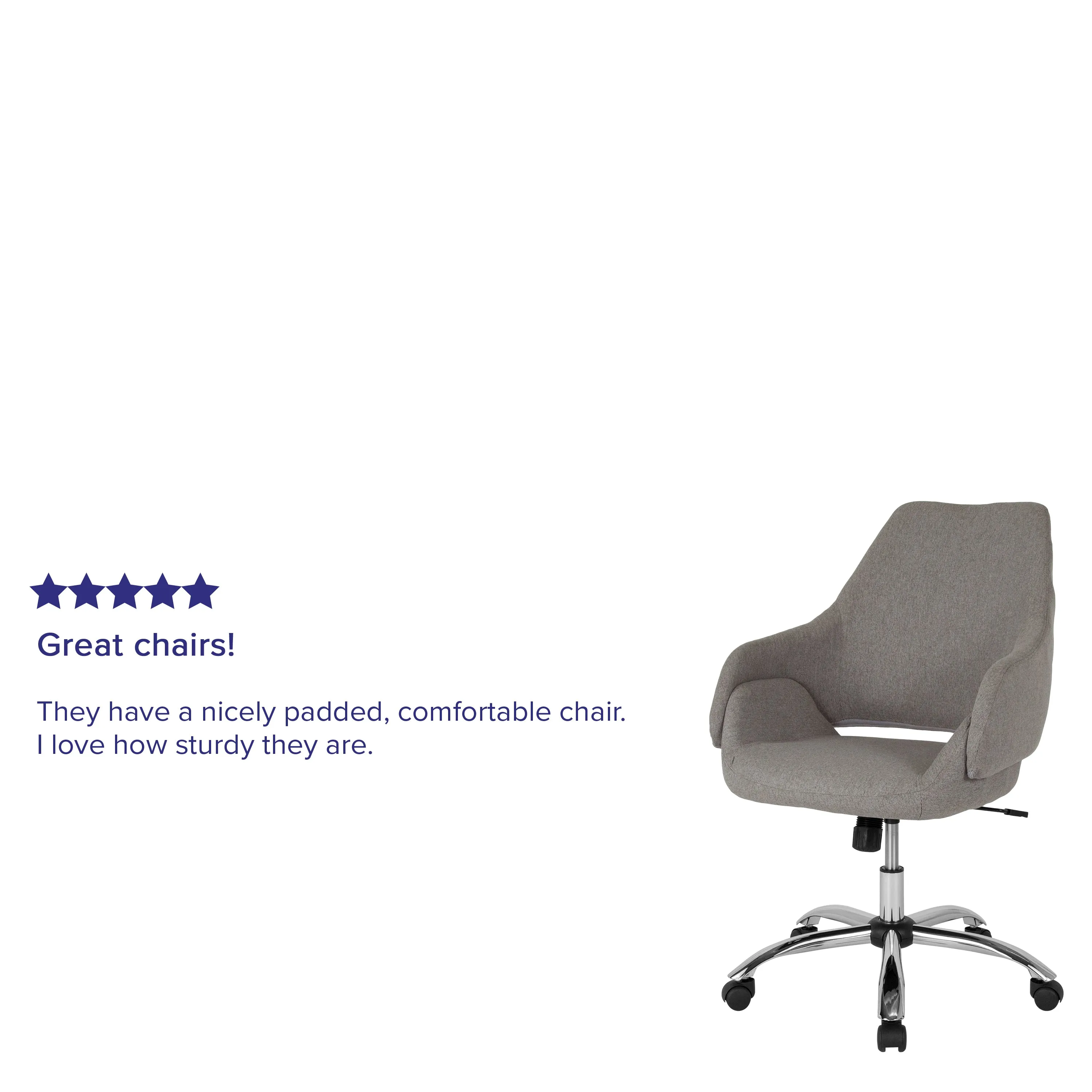 Lt Gray Fabric Mid-Back Chair CH-177280-LGY-F-GG