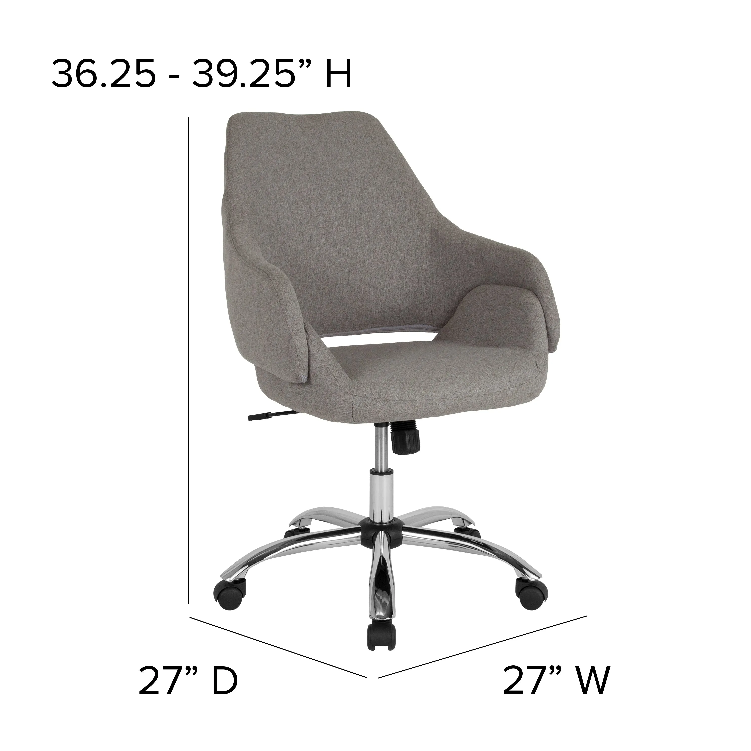 Lt Gray Fabric Mid-Back Chair CH-177280-LGY-F-GG