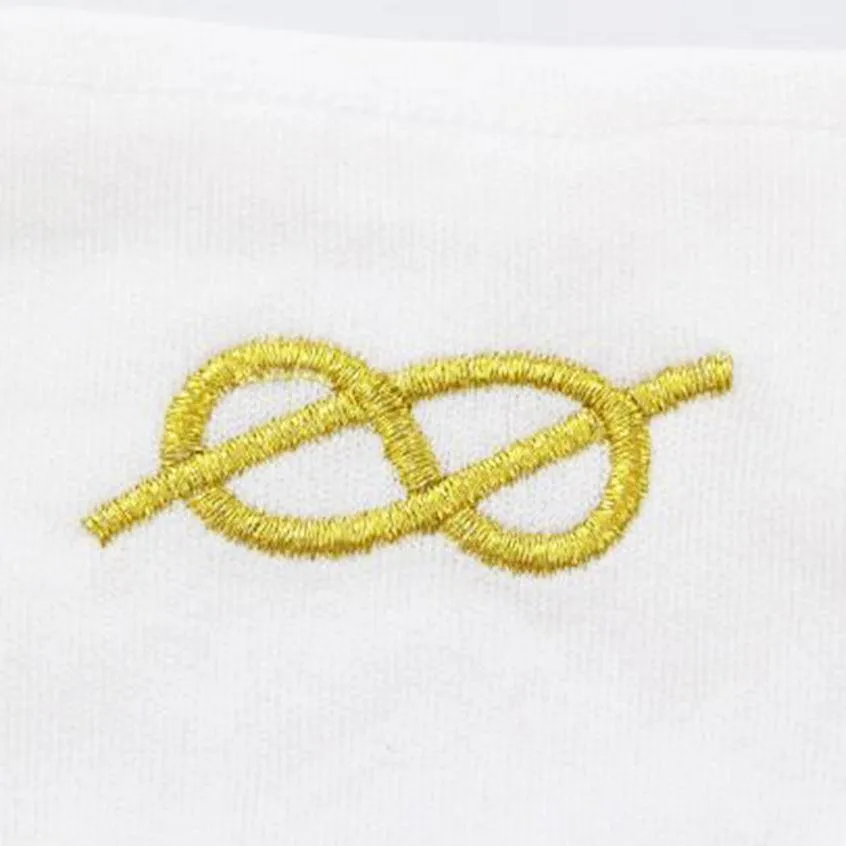 Masonic Gloves - White Cotton with Golden Knot Machine Embroidery