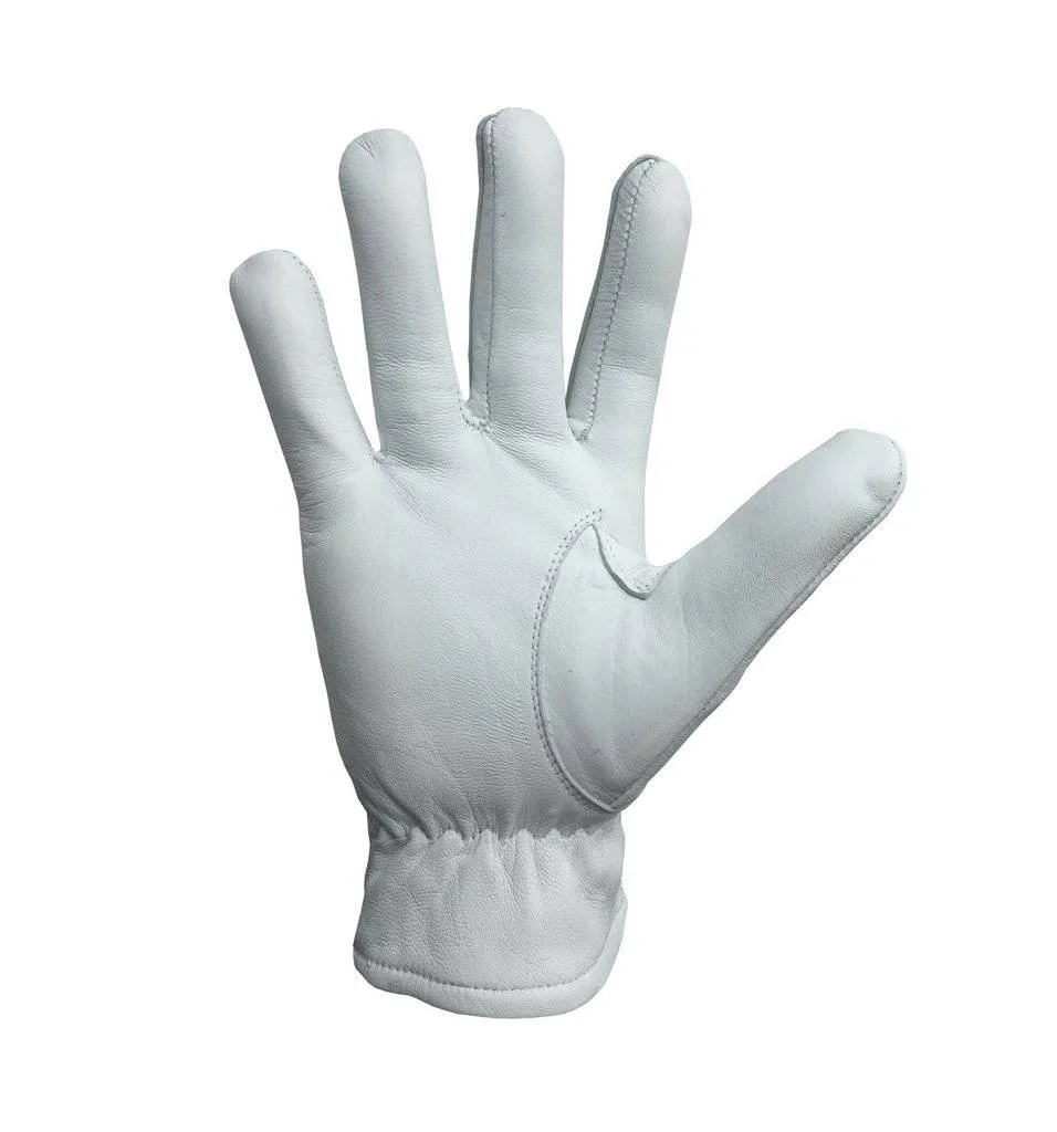 Master Mason Blue Lodge Gloves - White Leather with Blue Square & Compass