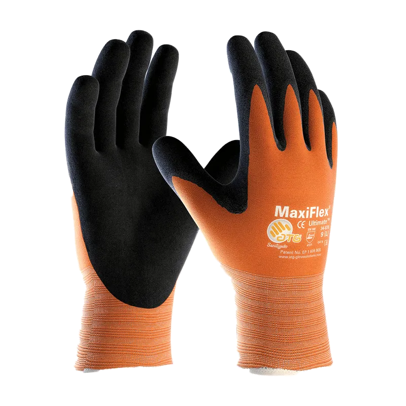 MaxiFlex® Ultimate™ 34-8014 Hi-Vis Orange Nitrile Grip Work Gloves