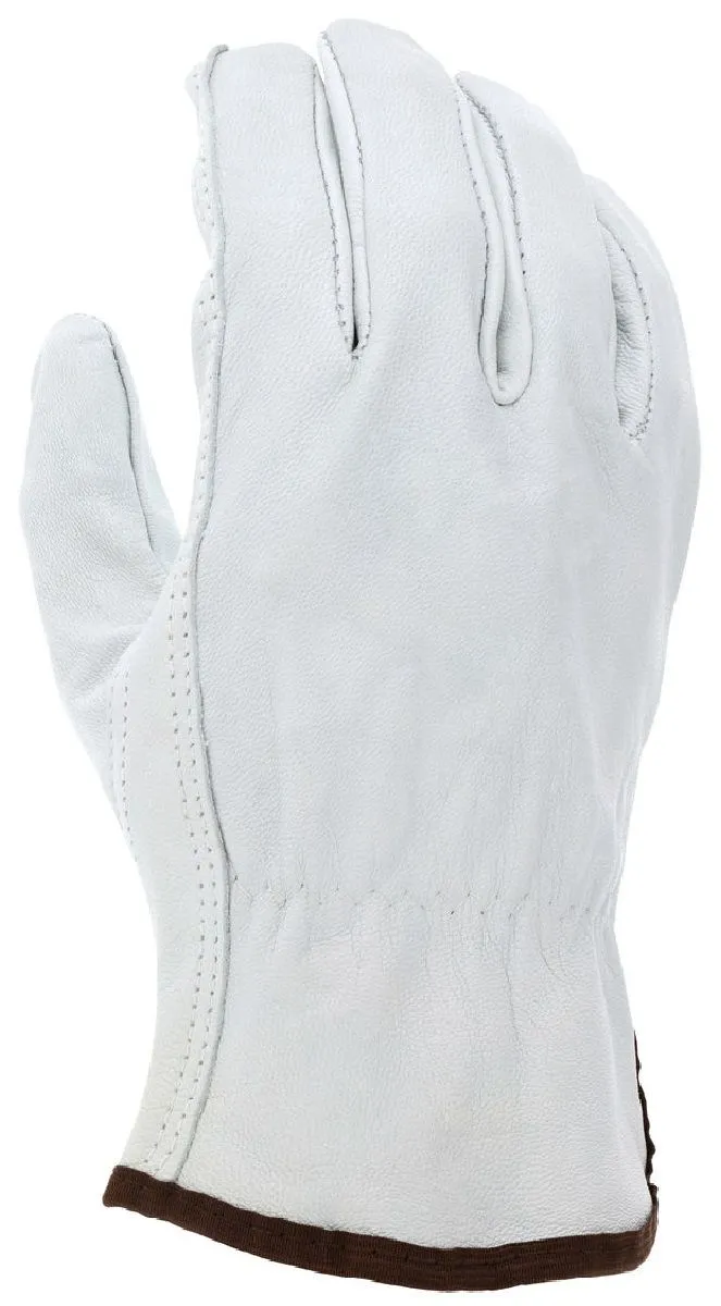 MCR Safety 36133XL CV Grade Grain Goatskin Leather Drivers Work Gloves, White, X-Large, 1 Dozen