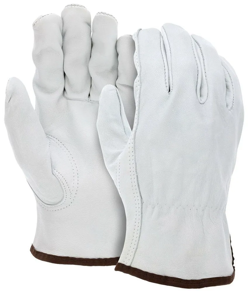 MCR Safety 36133XL CV Grade Grain Goatskin Leather Drivers Work Gloves, White, X-Large, 1 Dozen