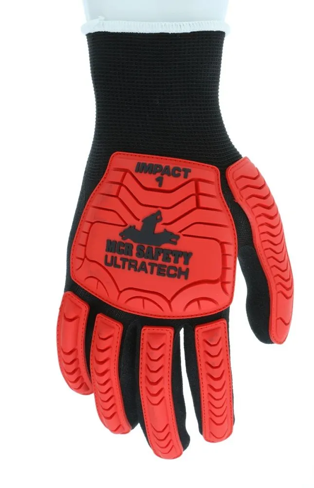 MCR Safety Ultratech UT1950 13 Gauge Nylon Shell Mechanics Gloves, Black, 1 Pair