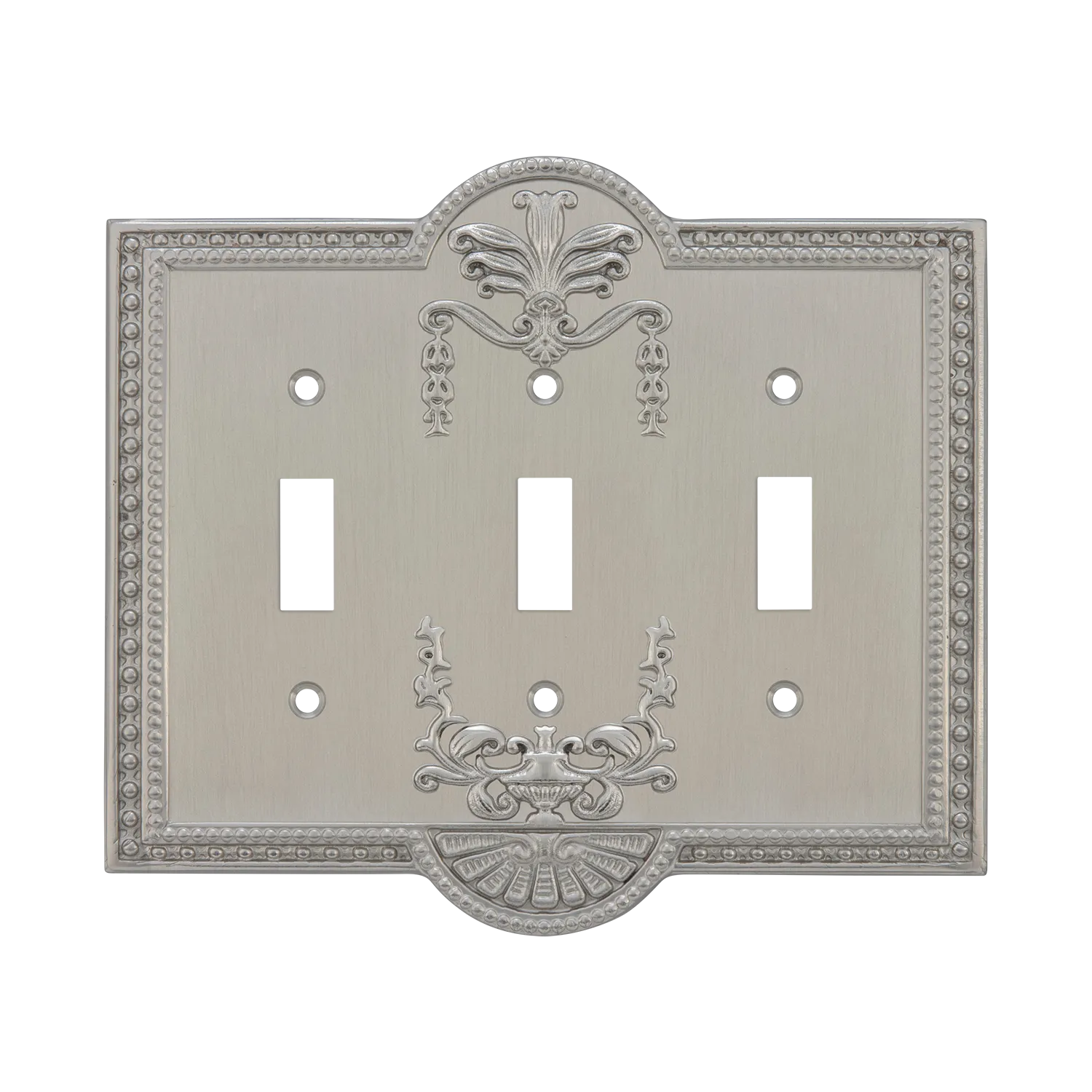 Meadows Switch Plate with Triple Toggle in Satin Nickel