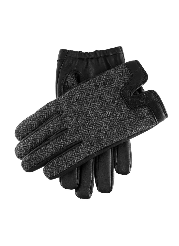 Men's Heritage Cashmere-Lined Abraham Moon Herringbone Tweed and Leather Gloves