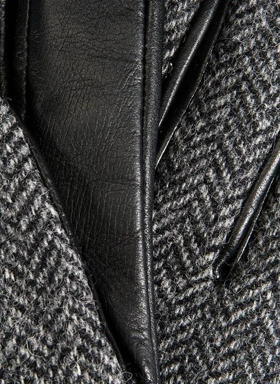 Men's Heritage Cashmere-Lined Abraham Moon Herringbone Tweed and Leather Gloves