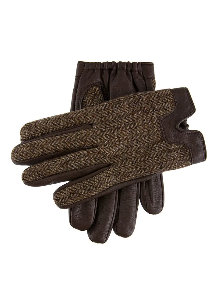 Men's Heritage Cashmere-Lined Abraham Moon Herringbone Tweed and Leather Gloves