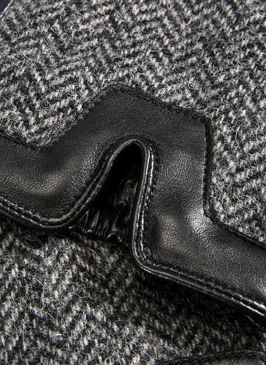 Men's Heritage Cashmere-Lined Abraham Moon Herringbone Tweed and Leather Gloves