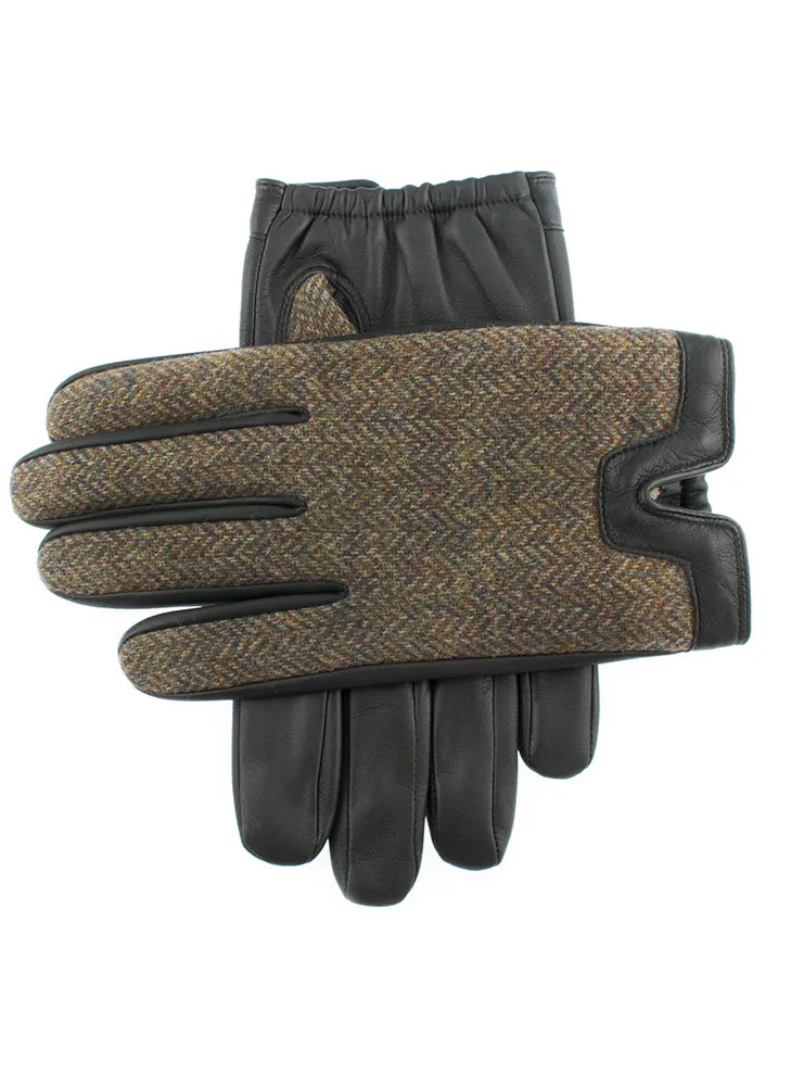 Men's Heritage Cashmere-Lined Abraham Moon Herringbone Tweed and Leather Gloves