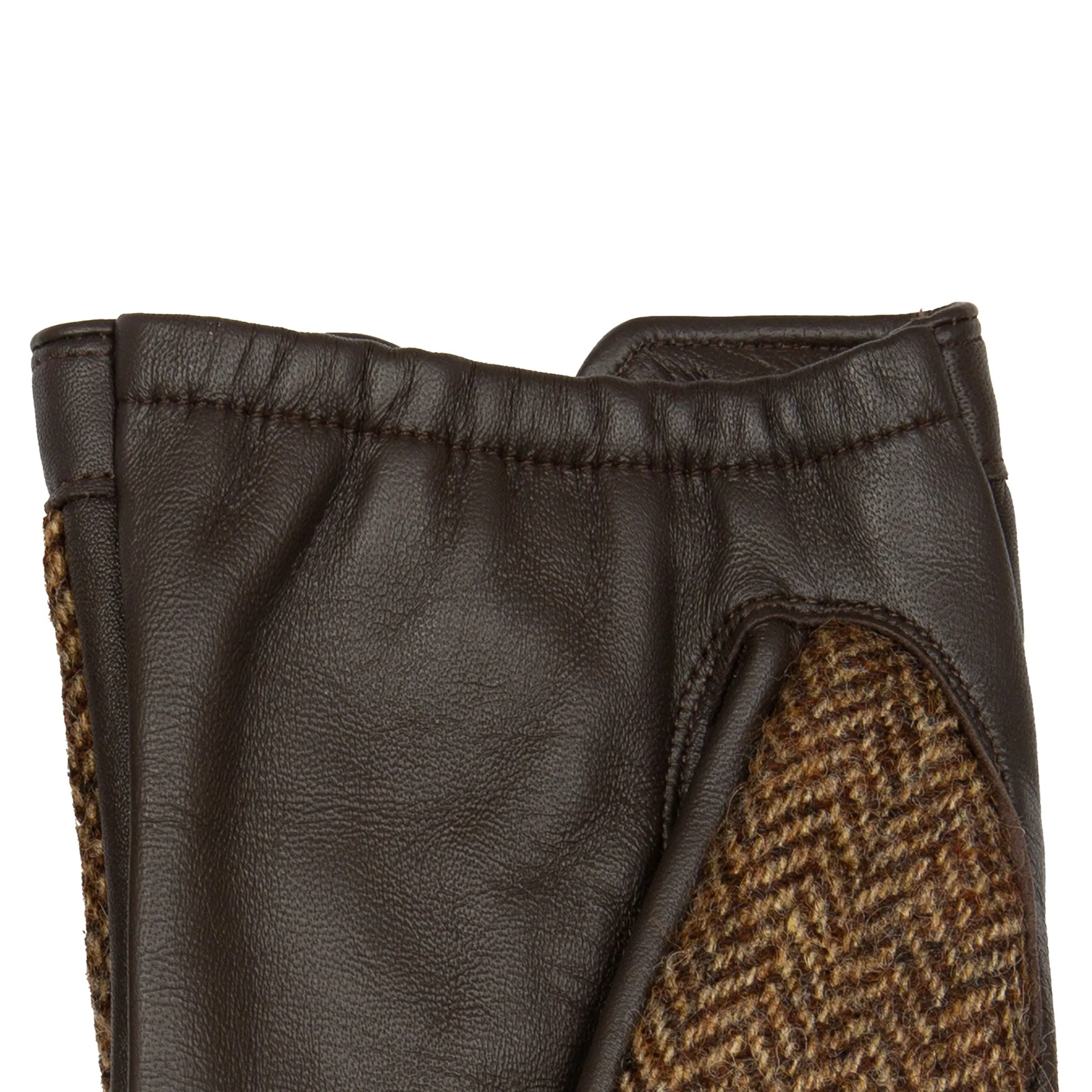 Men’s Heritage Touchscreen Cashmere-Lined Abraham Moon Herringbone Tweed and Leather Gloves