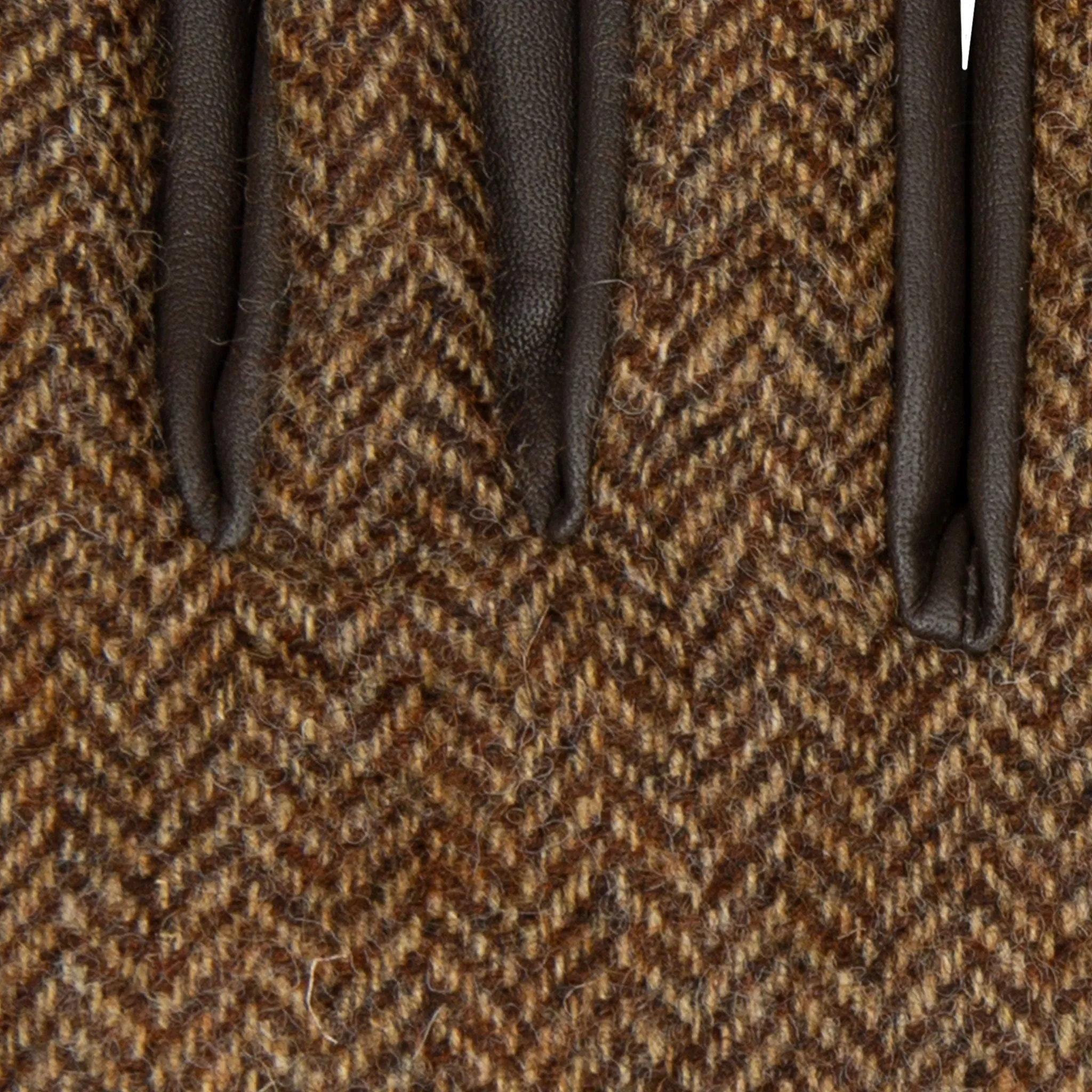 Men’s Heritage Touchscreen Cashmere-Lined Abraham Moon Herringbone Tweed and Leather Gloves