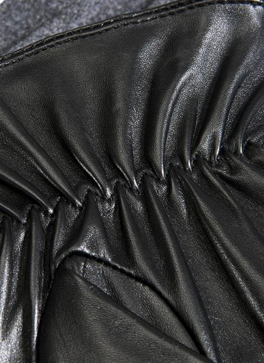 Men's Three-Point Fleece-Lined Flannel and Leather Gloves