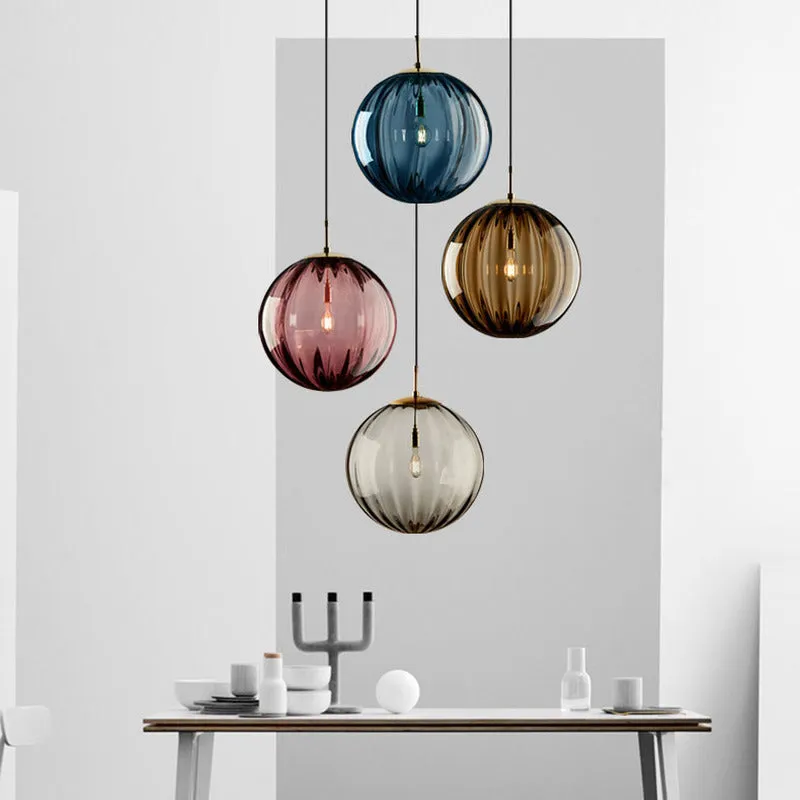 Modern Led Hanging Lamp Wave Glass Ball Pendant Light