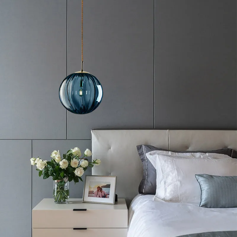 Modern Led Hanging Lamp Wave Glass Ball Pendant Light
