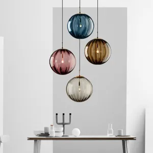 Modern Led Hanging Lamp Wave Glass Ball Pendant Light
