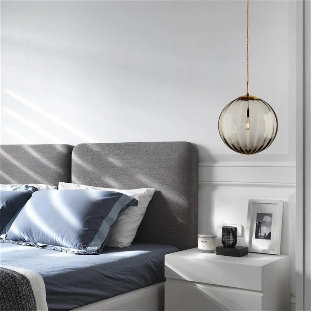 Modern Led Hanging Lamp Wave Glass Ball Pendant Light