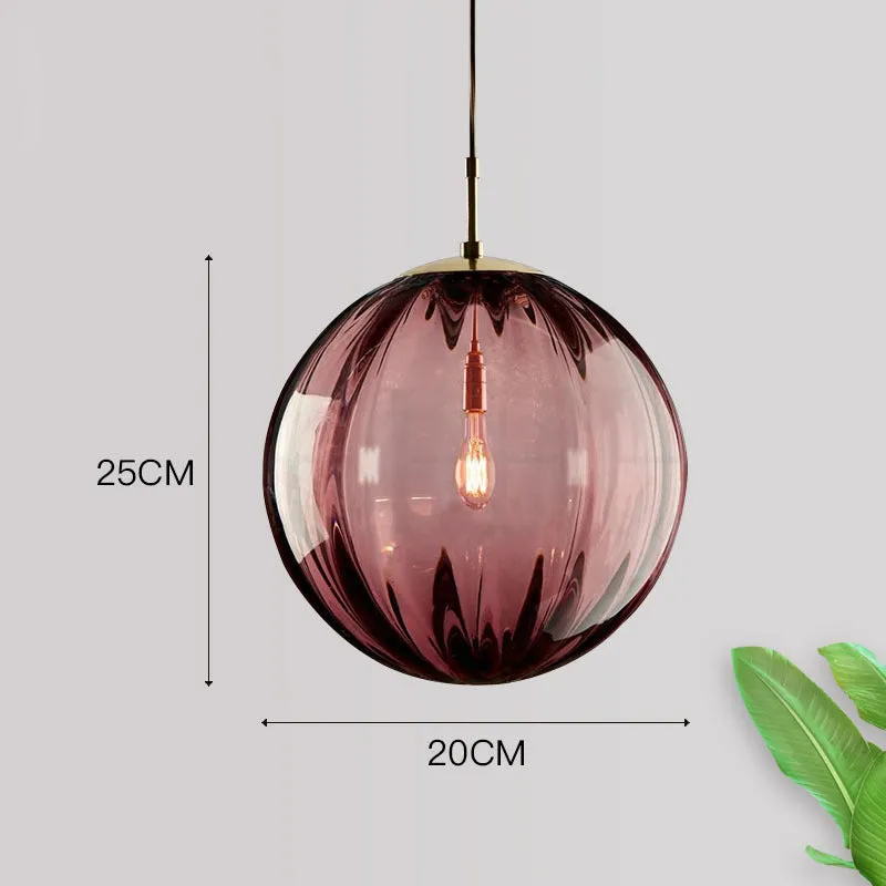Modern Led Hanging Lamp Wave Glass Ball Pendant Light