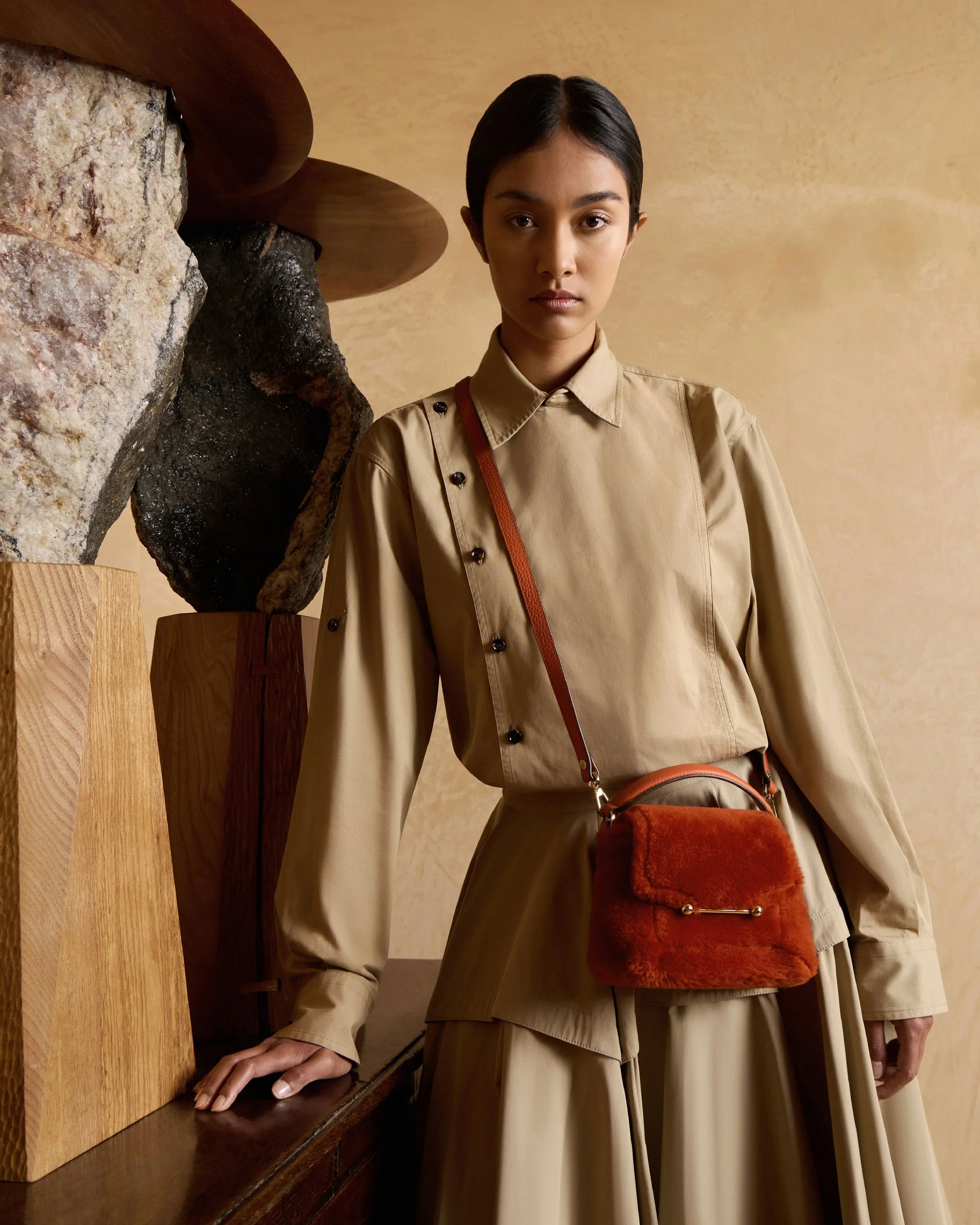 Mosaic Nano - Burnt Orange Shearling