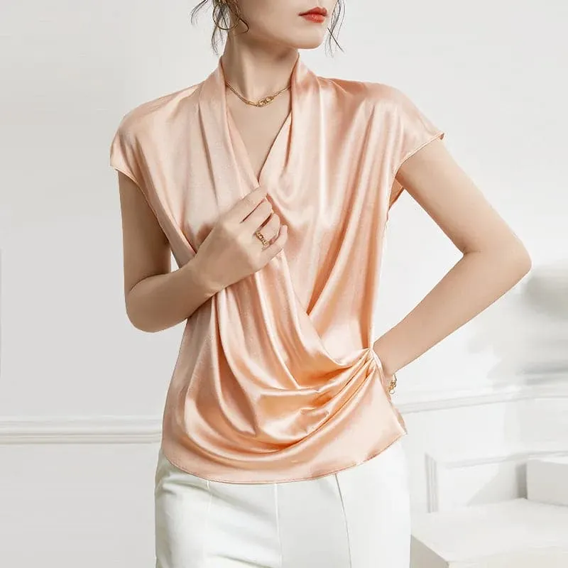 Mulberry Silk Shirts - Premium Casual V-Neck Silk Shirts for Women