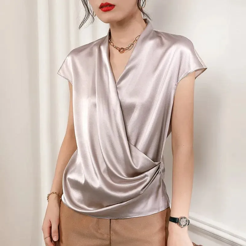 Mulberry Silk Shirts - Premium Casual V-Neck Silk Shirts for Women