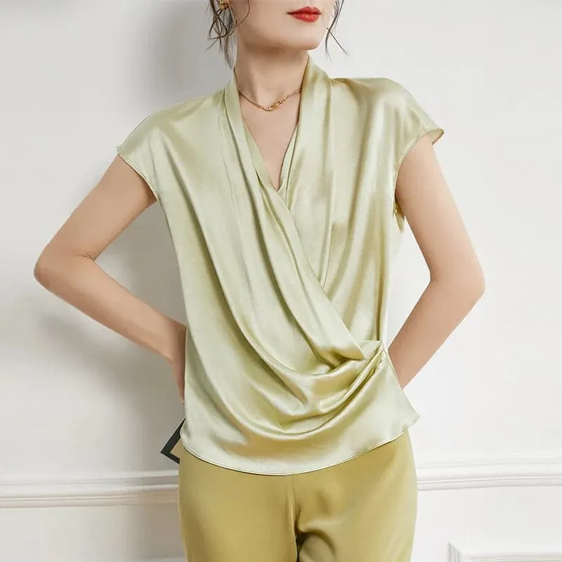 Mulberry Silk Shirts - Premium Casual V-Neck Silk Shirts for Women